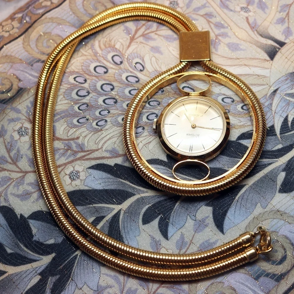 Vintage 1970s Rossini 17 Jewels Timepiece Necklace